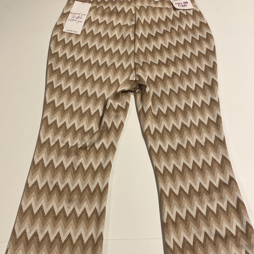 Vanilla Star Juniors 1X Chevron Pull On Flare Knit Pants New D30 - Picture 15 of 16